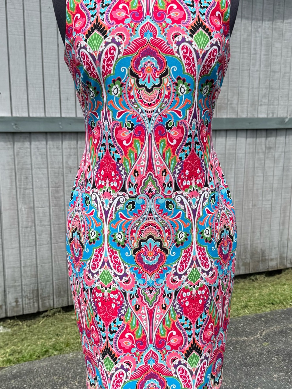 TOMMY HILFIGER Vibrant Dragonfruit Multi Paisley Medallion Printed Sheath Dress